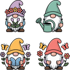 Cute cartoon characters and animals holiday set .