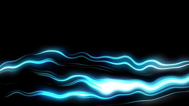 Dynamic Blue Neon Light Waves Abstract Background