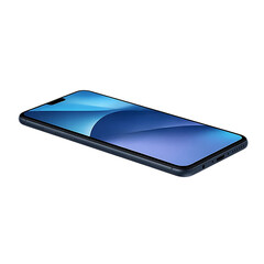 Blue smartphone displaying hello world mobile phone