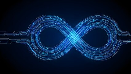 Endless Loop: An intriguing visual representation of the infinity symbol crafted with interconnected circuits, emanating a sense of digital innovation and boundless potential.