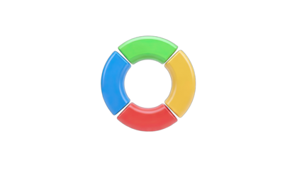 Colorful 3D Pie Chart on White Background