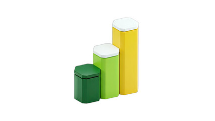 Colorful Hexagonal Blocks Arranged in a Row on White Background