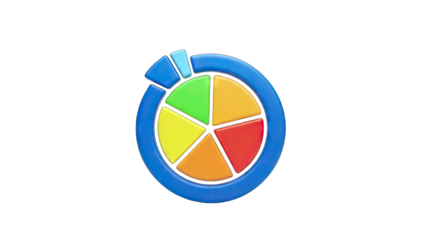 Colorful Pie Chart Icon on White Background