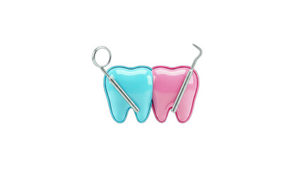 Colorful Teeth with Dental Tools - Dental Care Concept
