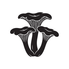 Three wild chanterelle mushroom cluster edible forest food vector icon © Md. Robin Hasan