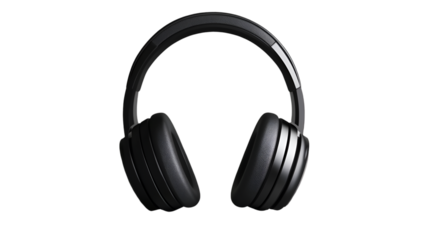 Modern Black Over-Ear Wireless Headphones Isolated on White Background