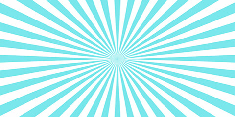Abstract blue background design with radial sunburst vector illustration and bright starburst rays