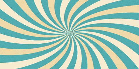 Colorful retro sunburst background with vintage swirl ray pattern texture