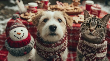 Cozy Winter Gathering with Pets, Festive Treats and Decor