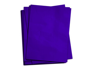 Blank Stack of A4 Blue Printer Paper Sheets Isolated on Transparent Background | Empty Clean Office Documentation Mockup with Copy Space for Text and Design. Blue Color Paper.