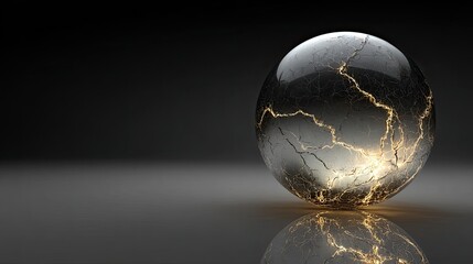 Stunning Transparent Sphere with Electric Cracks on Dark Background