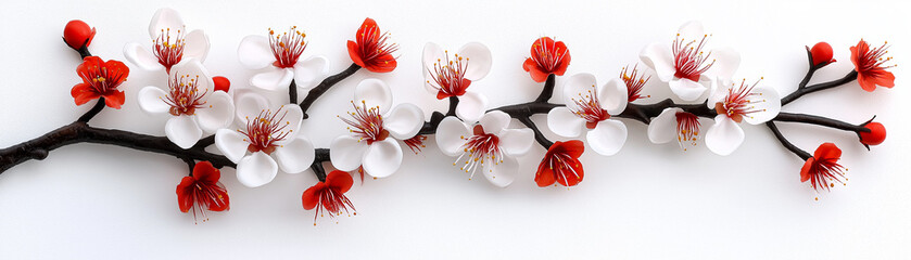 Red and white cherry blossom branch bloom flower floral