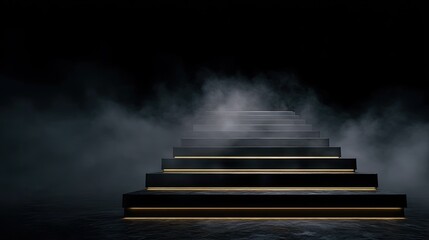 Mysterious Stairs Leading into Darkness with Soft Light and Fog