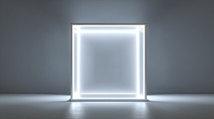 Minimalist White Cube with Neon Light in Modern Room Design