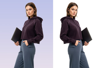 Backend developer and database administrator holding a computer prepares to execute complex server maintenance for a remote technology startup looking for reliable software engineering expertise