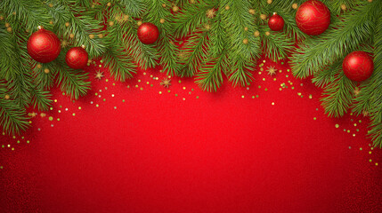 christmas background with christmas tree and balls