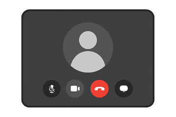 Video Call Interface Showing Profile Placeholder Microphone Camera Mute And Hang Up Buttons On Dark Screen
