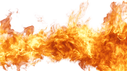 Abstract Bright Orange and Yellow Fire Flames Isolated on White Background