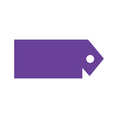 Purple price tag icon on white background