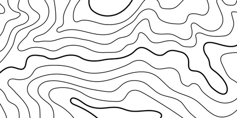 Topo lines, black contour of terrain, vector map