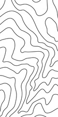 Topo lines, black contour of relief, vector map