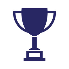 Blue trophy icon on white background