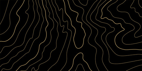 Golden topography lines, horizontal vector pattern