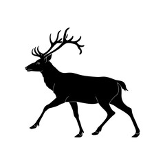 Running Stag Deer Silhouette Illustration