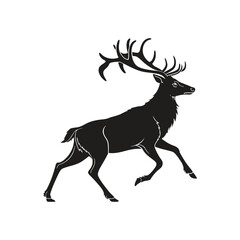 Running Deer Silhouette Vector Illustration