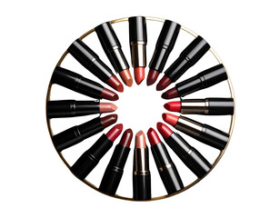 Sleek black lipstick collection on a dark backdrop