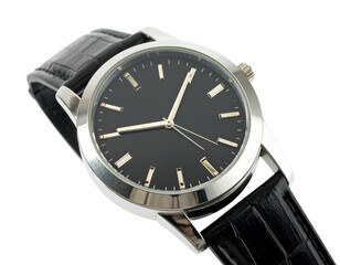 Sleek black and white minimalist wristwatch design