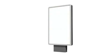 Blank white digital advertising screen billboard against an isolated white transparent background 