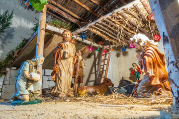 A charming Christmas nativity scene before the birth