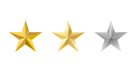 Shiny golden star icons floating on a clean white background