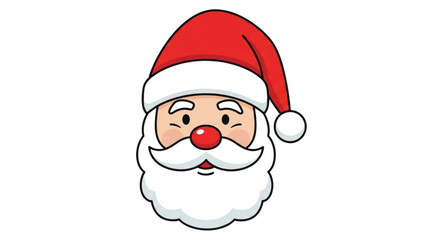 A cartoon illustration of santa clauss face wearing a red hat on a