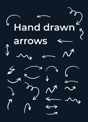 A comprehensive collection of hand-drawn arrows in various styles for creative projects