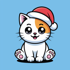 Cute Cat Wearing Santa Hat