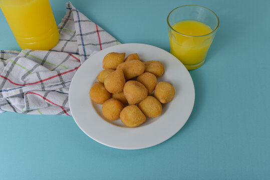 Appetizer set - coxinha and cheese balls with bright props
