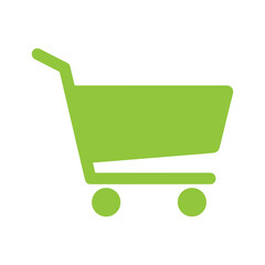 Shopping cart icon in green color