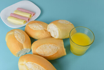 Brazilian bread pao frances on a minimalist table setting