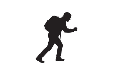 Silhouette Of Man Walking With Backpack