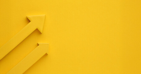 Multicoloured arrows pointing up and down. Symbolise growth progress, success in business finance. 