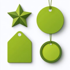 Green Holiday Gift Tags in Different Shapes for Festive Season