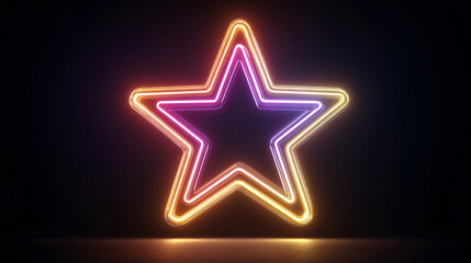 Neon star light display with glowing colors on dark background