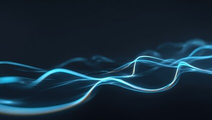 Abstract digital energy wave dynamic blue light on dark background