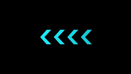 Abstract Four Cyan Arrows Pointing Leftward on Black direction road arrow animation video. 