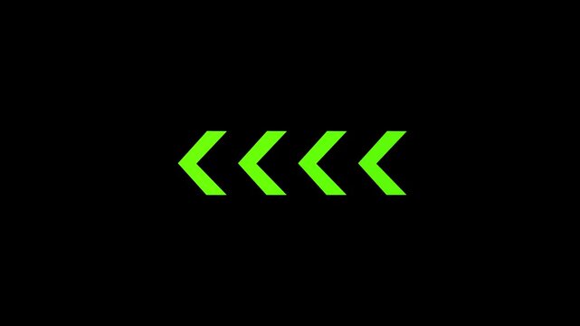  Abstract Four Bright Green Arrows Pointing Leftward on Black  direction road arrow animation video. 