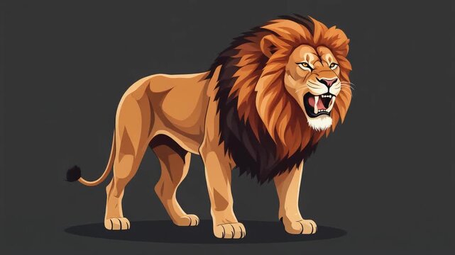 Majestic Lion Roaring with a Fierce Expression and Flowing Mane