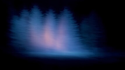 Ethereal forest night, a world of dancing shadows and mysterious blue light