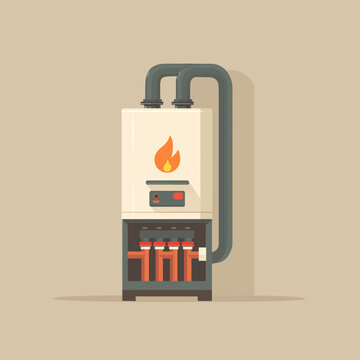 A flat vector illustration of a residential heating furnace